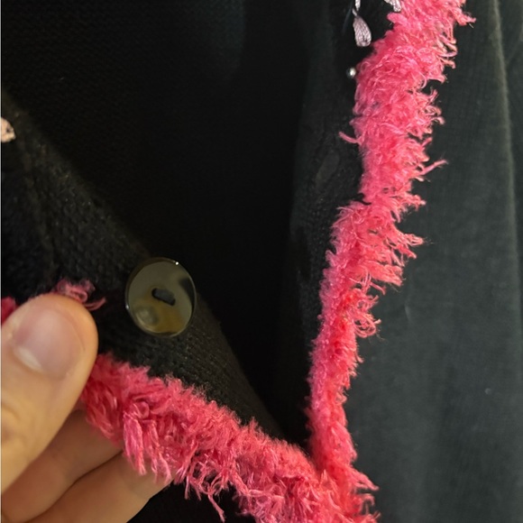 Vintage Storybook Knits Black and Pink Cardigan - Picture 6 of 13